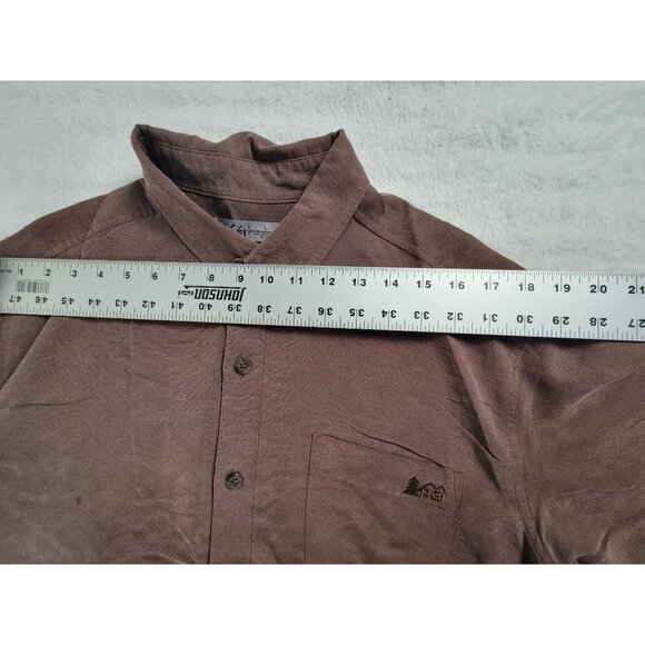 REI Mens Brown Textured Short Sleeve Button-Up Shirt Large Casual Lightweight - Picture 6 of 8